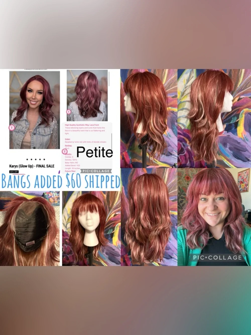 Petite Burgundy Wavy Wig with Bangs - Karys